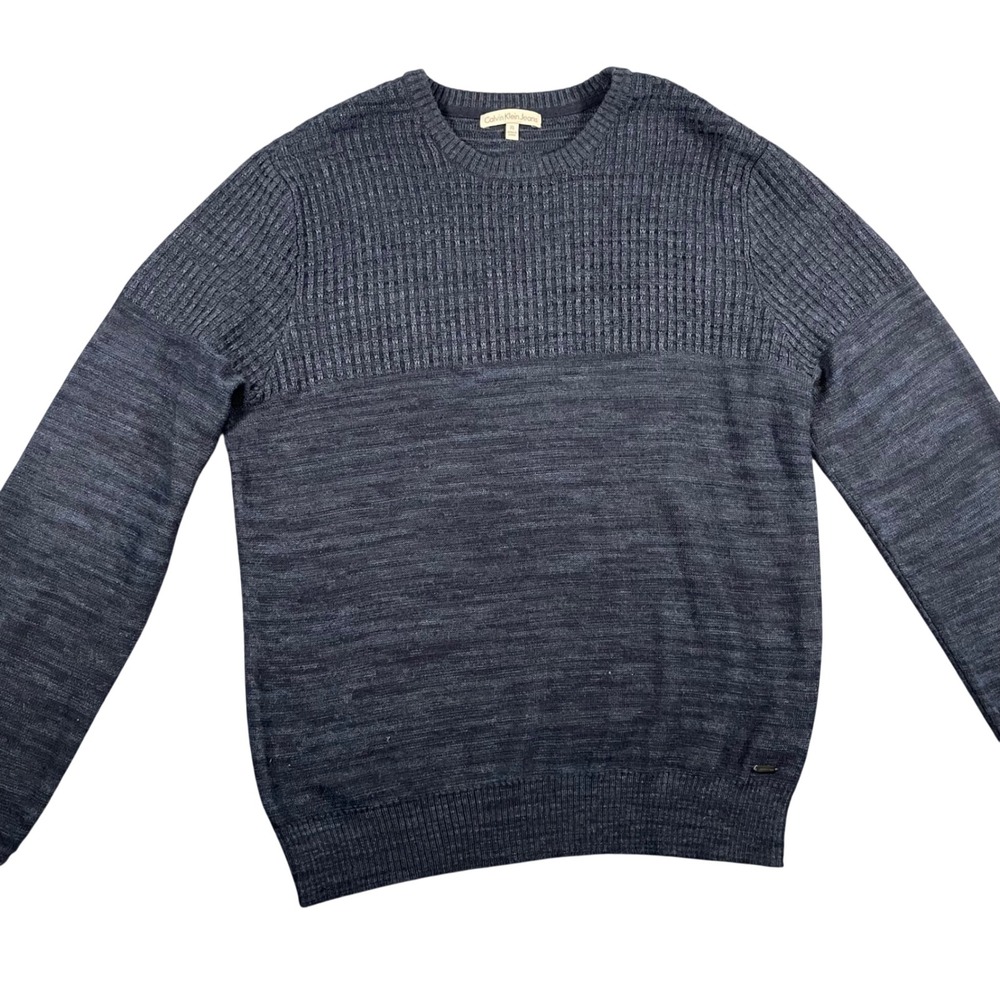 Calvin Klein Men's Sweater Wool Blend Size XL Blue Casual‎ Preppy Classic